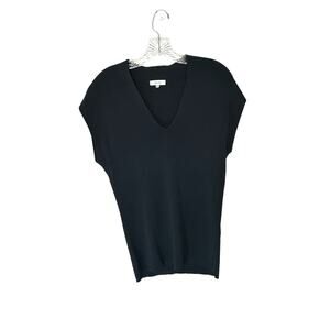 Reiss Black Basic Casual Stretch Preppy Academia V-Neck Sweater Vest Size 8
